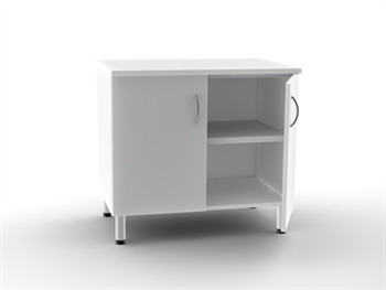 [43515] UNITÉ DOUBLE BASE 2 portes avec 2 étagères - blanche