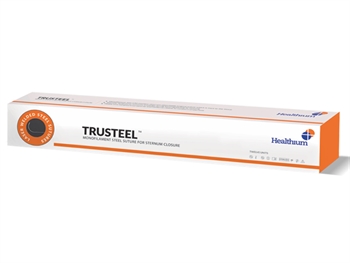 [22790] SUTURE TRUSTEEL NON RÉSORB. calibre 1 forme 1/2 aiguille 40 mm - 45 cm - nature - boîte de 48 pcs.