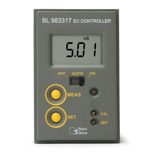 [144BL983317-2] Mini-contrôleur EC (0,00 à 10,00 mS/cm), contact fermé EC < point de consigne, sortie 4-20 mA, 220 V