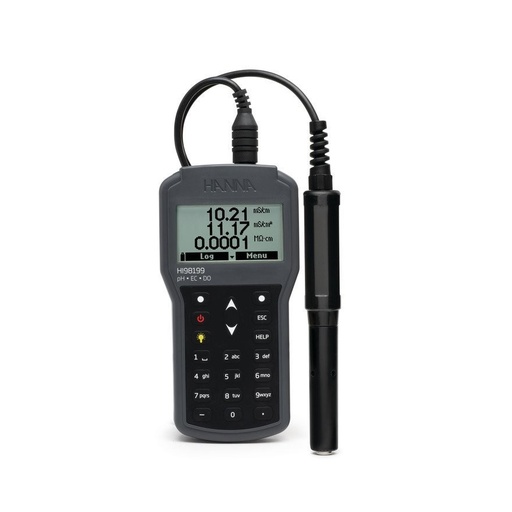 [144HI98199] Multiparamètre portatif pH/EC/OD avec électrode pH HI829113, connecteur Quick DIN, câble 4 m