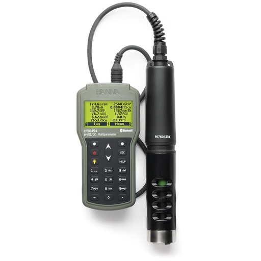 [144HI98494/10] Multiparamètre portatif pH/rédox/EC/LDO, Bluetooth, connecteur Quick DIN, câble 10 m