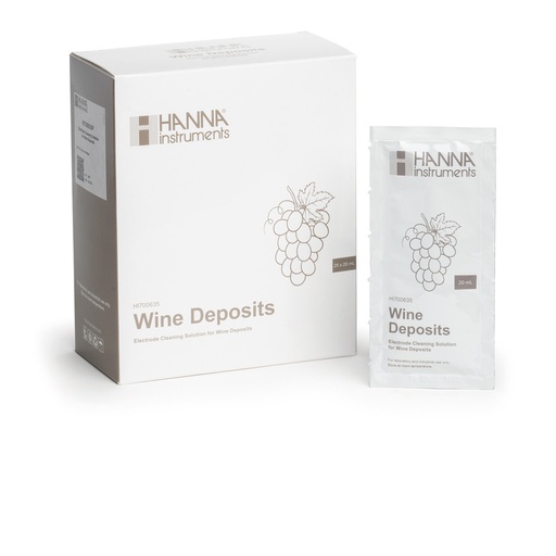 [144HI700635P] Solution de nettoyage pour électrodes, dépôts de vin, 25 sachets de 20 mL
