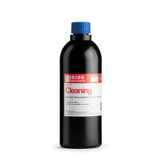 [144HI8077L] Solution de nettoyage pour électrodes, huiles et graisses, bouteille FDA 500 mL