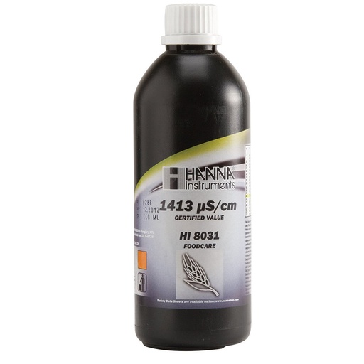 [144HI8031L] Solution d'étalonnage de conductivité à 1413 µS/cm, bouteille FDA 500 mL