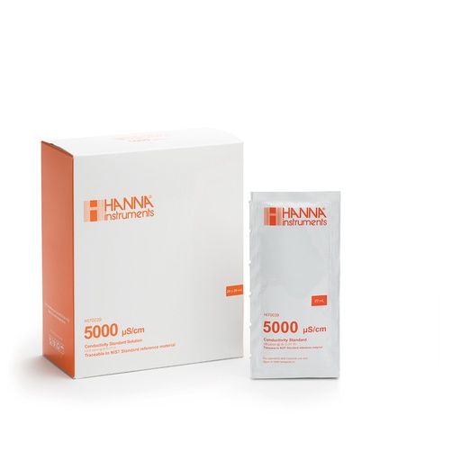 [144HI70039P] Solution d'étalonnage de conductivité à 5,00 mS/cm, 25 sachets de 20 mL