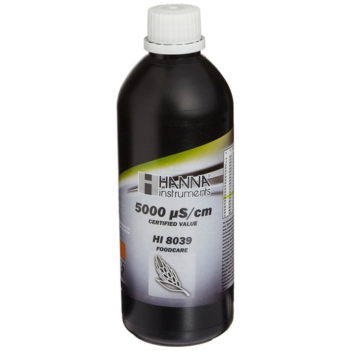 [144HI8039L] Solution d'étalonnage de conductivité à 5,00 mS/cm, bouteille FDA 500 mL