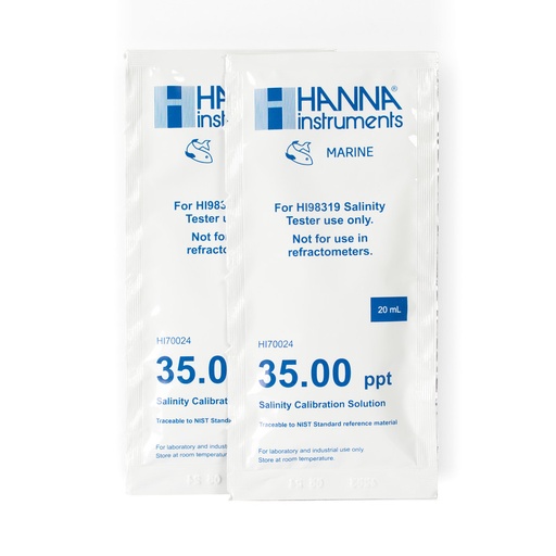 [144HI70024P] Solution d'étalonnage de salinité à 35,00 g/L (ppt), 25 sachets de 20 mL