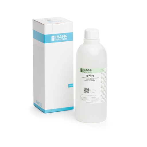 [144HI7071L] Solution électrolyte 3,5 M KCl + AgCl pour électrodes à simple jonction, bouteille 500 mL