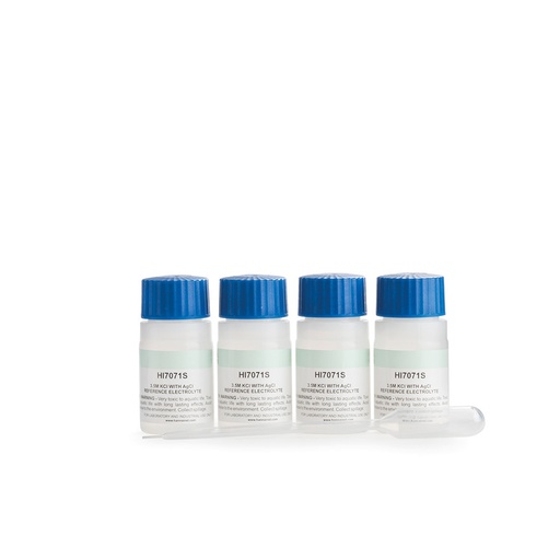 [144HI7071] Solution électrolyte 3,5 M KCl + AgCl pour électrodes simple jonction, 4 x 30 mL
