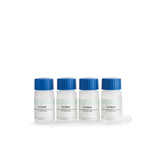 [144HI7082] Solution électrolyte 3. 5 M KCl pour électrodes à double jonction, 4 x 30 mL