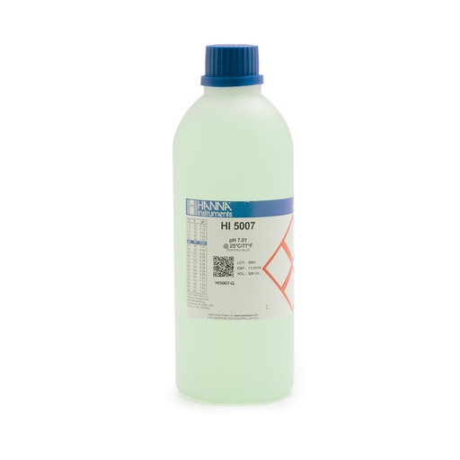 [144HI5007-G] Solution tampon colorée pH 7,01, ±0,01 pH, certificat d'analyse, bouteille 500 mL