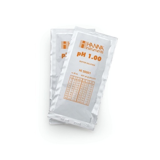 [144HI50001-02] Solution tampon pH 1,00, ±0,01 pH, certificat d'analyse, 25 sachets de 20 mL