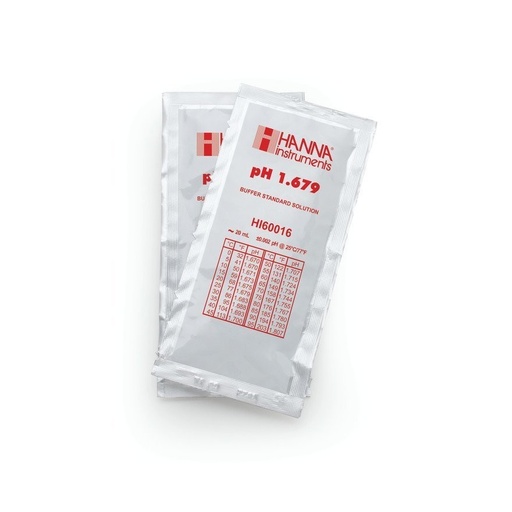 [144HI60016-02] Solution tampon pH 1,679, ±0,002 pH, certificat d'analyse, 25 sachets de 20 mL