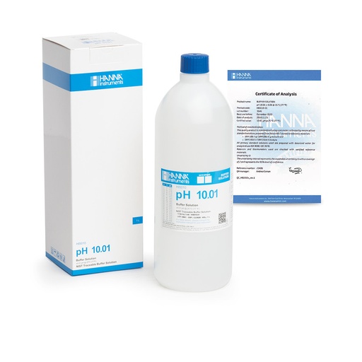 [144HI5010-01] Solution tampon pH 10,01, ±0,01 pH, certificat d'analyse, bouteille 1 L
