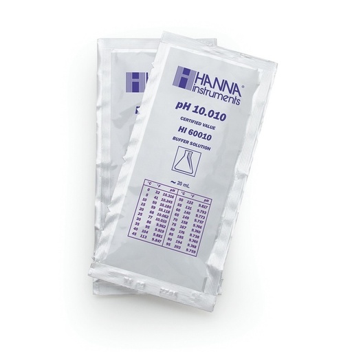 [144HI60010-02] Solution tampon pH 10,010, ±0,002 pH, certificat d'analyse, 25 sachets de 20 mL