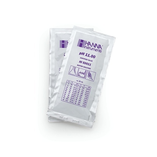 [144HI50011-02] Solution tampon pH 11,00, ±0,01 pH, certificat d'analyse, 25 sachets de 20 mL