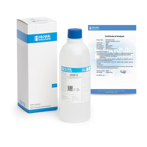 [144HI5012] Solution tampon pH 12,00, ±0,01 pH, certificat d'analyse, bouteille 500 mL
