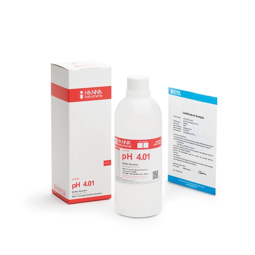 [144HI7004L/C] Solution tampon pH 4,01, certificat d'analyse, bouteille 500 mL