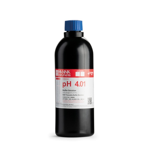 [144HI8004L/C] Solution tampon pH 4,01, certificat d'analyse, bouteille FDA 500 mL