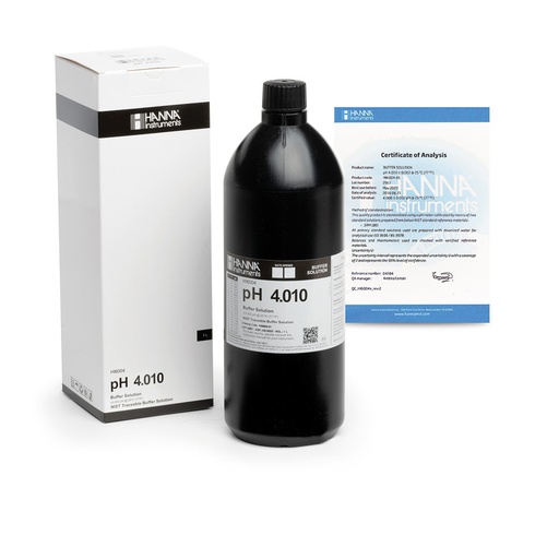 [144HI6004-01] Solution tampon pH 4,010, ±0,002 pH, certificat d'analyse, bouteille 1 L