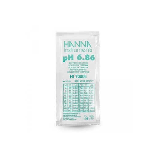 [144HI70006C] Solution tampon pH 6,86, certificat d'analyse, 25 sachets de 20 mL