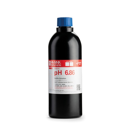 [144HI8006L/C] Solution tampon pH 6,86, certificat d'analyse, bouteille FDA 500 mL