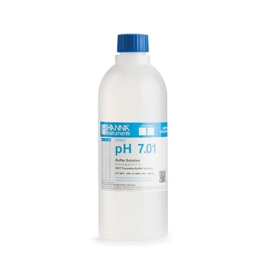 [144HI5007] Solution tampon pH 7,01, ±0,01 pH, certificat d'analyse, bouteille 500 mL