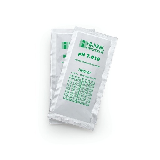 [144HI60007-02] Solution tampon pH 7,010, ±0,002 pH, certificat d'analyse, 25 sachets de 20 mL