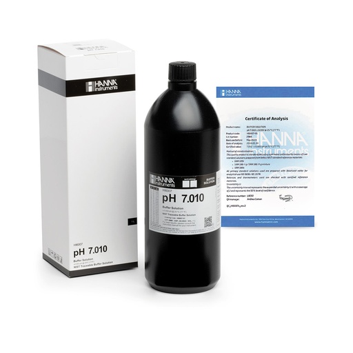 [144HI6007-01] Solution tampon pH 7,010, ±0,002 pH, certificat d'analyse, bouteille 1 L