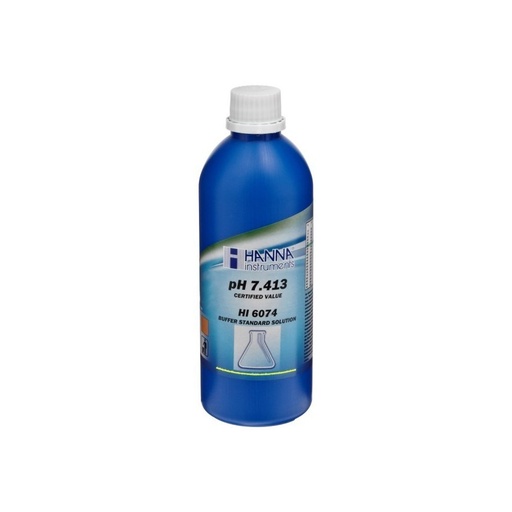 [144HI6074] Solution tampon pH 7,400, ±0,002 pH, certificat d'analyse, bouteille 500 mL