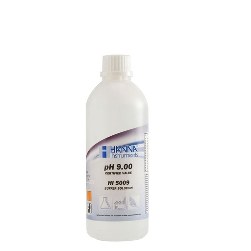 [144HI5009] Solution tampon pH 9,00, ±0,01 pH, certificat d'analyse, bouteille 500 mL