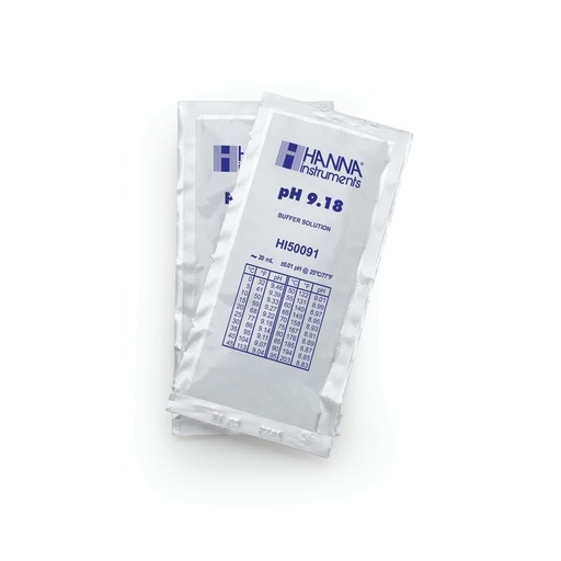 [144HI50091-02] Solution tampon pH 9,18, ±0,01 pH, certificat d'analyse, 25 sachets de 20 mL