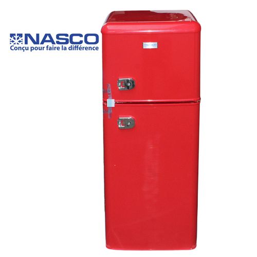 [225600035] Nasco Petit Réfrigérateur-NASF2-200RT - 120 Litres Net / R600A / Rouge  Retro