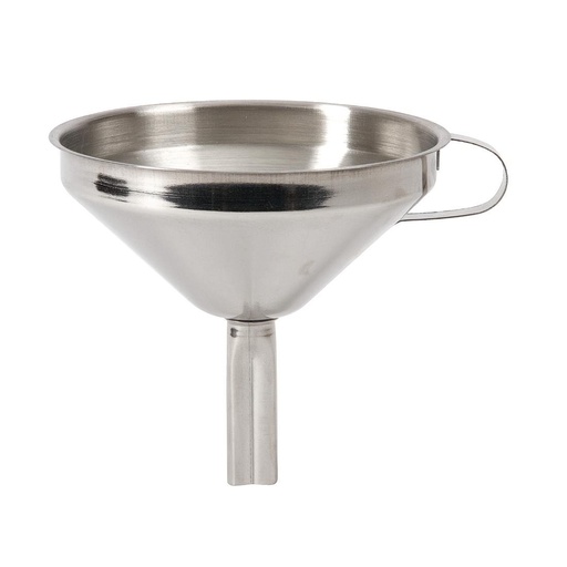 [999000326] Entonnoir en acier inoxydable avec passoire amovible, diam. 120 mm, 90g