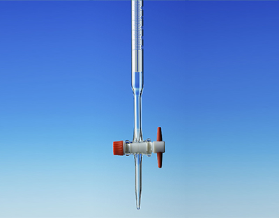 Burette MOHR rob.PTFE, classe AS Bande de Schelbach et col cheminée