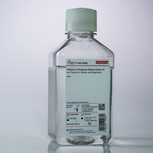 Dulbecco's Phosphate Buffered Saline 1X without Phenol red, Calcium and Magnesium