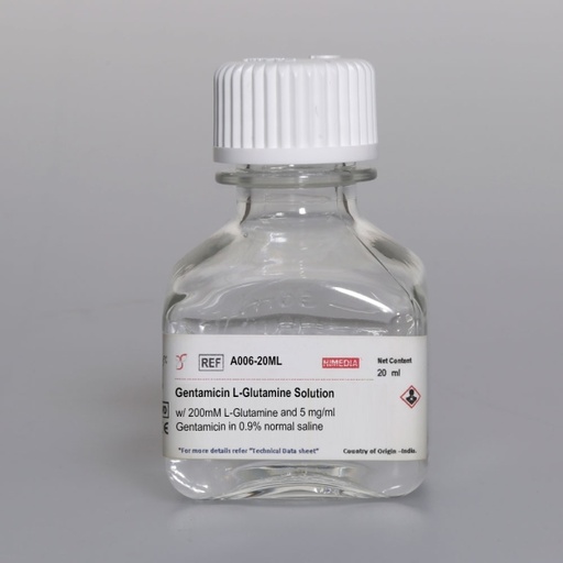 [A006-5x20ML] Gentamicin L-Glutamine Solution with 200mm L-Glutamine and 5 mg/ml Gentamicin in 0.9% normal saline