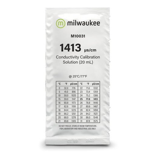 [144M10031B] Milwaukee Solution de Calibrage pour Conductivité 1413 ms/cm - 25 Sachets de 20 ml
