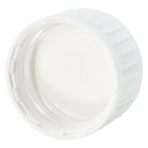 [1001020] Bouchon à vis DIN 22 blanc en PP avec insert en mousse PE